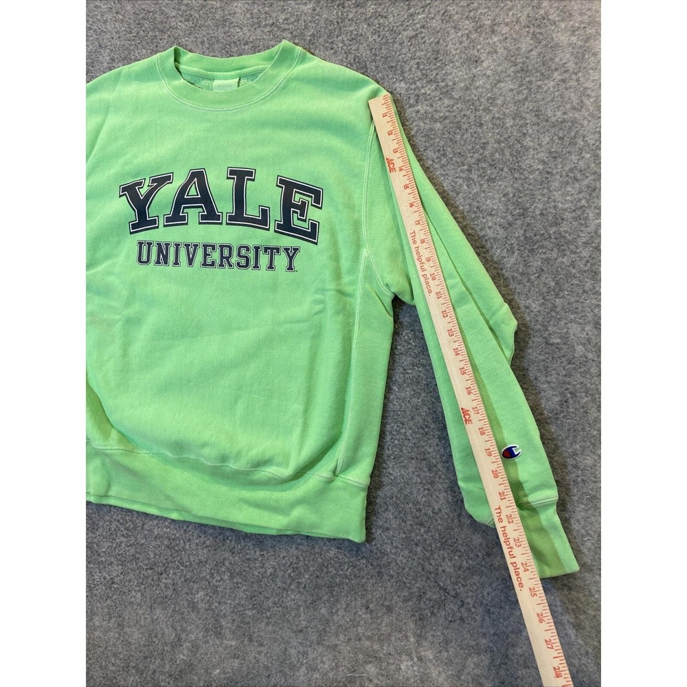 Vintage 90's Yale University Champion Reverse Weave Sweater Size M Lime Green - Picture 11 of 11